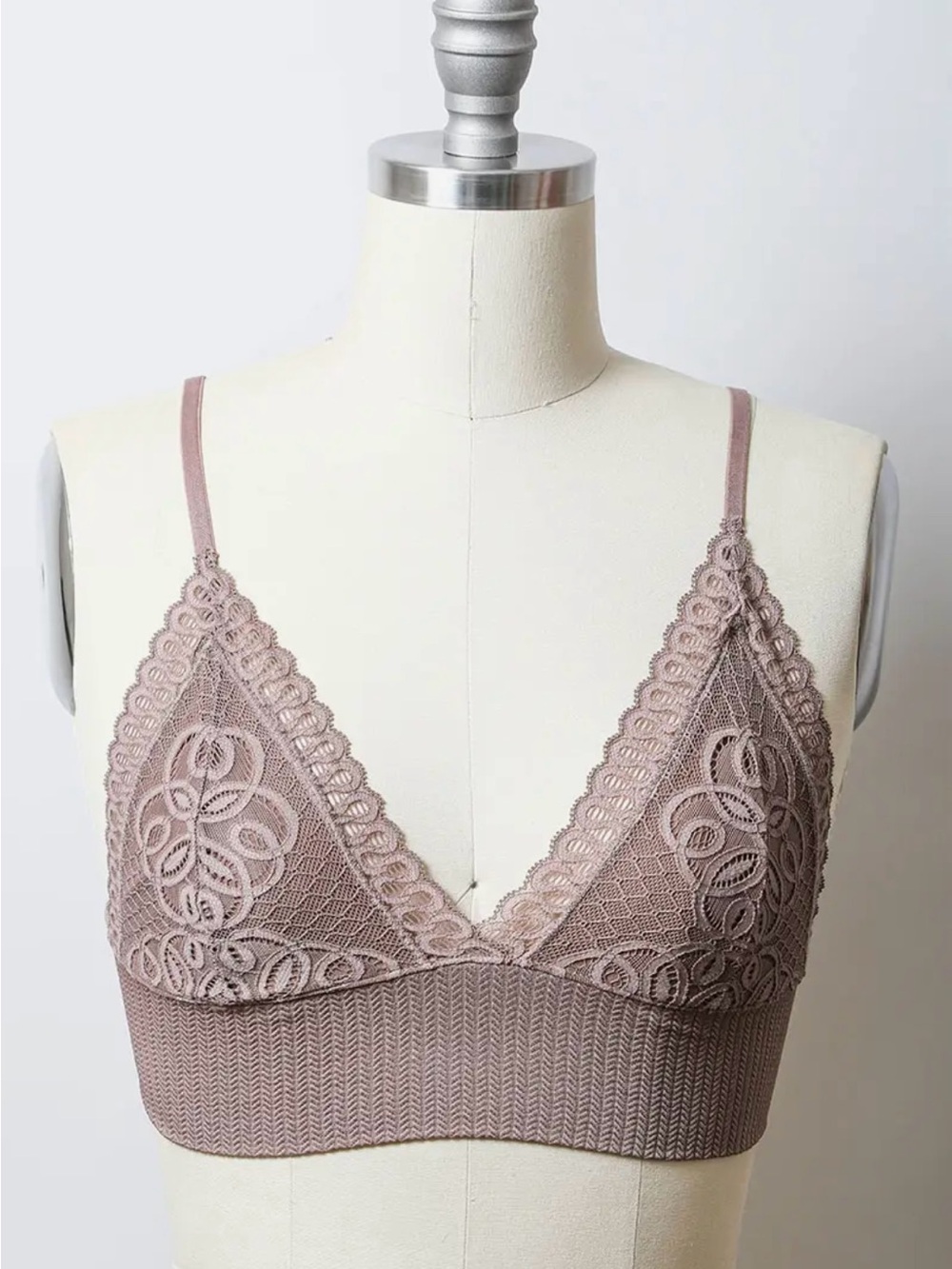 Lace Trim Bralette in Mauve